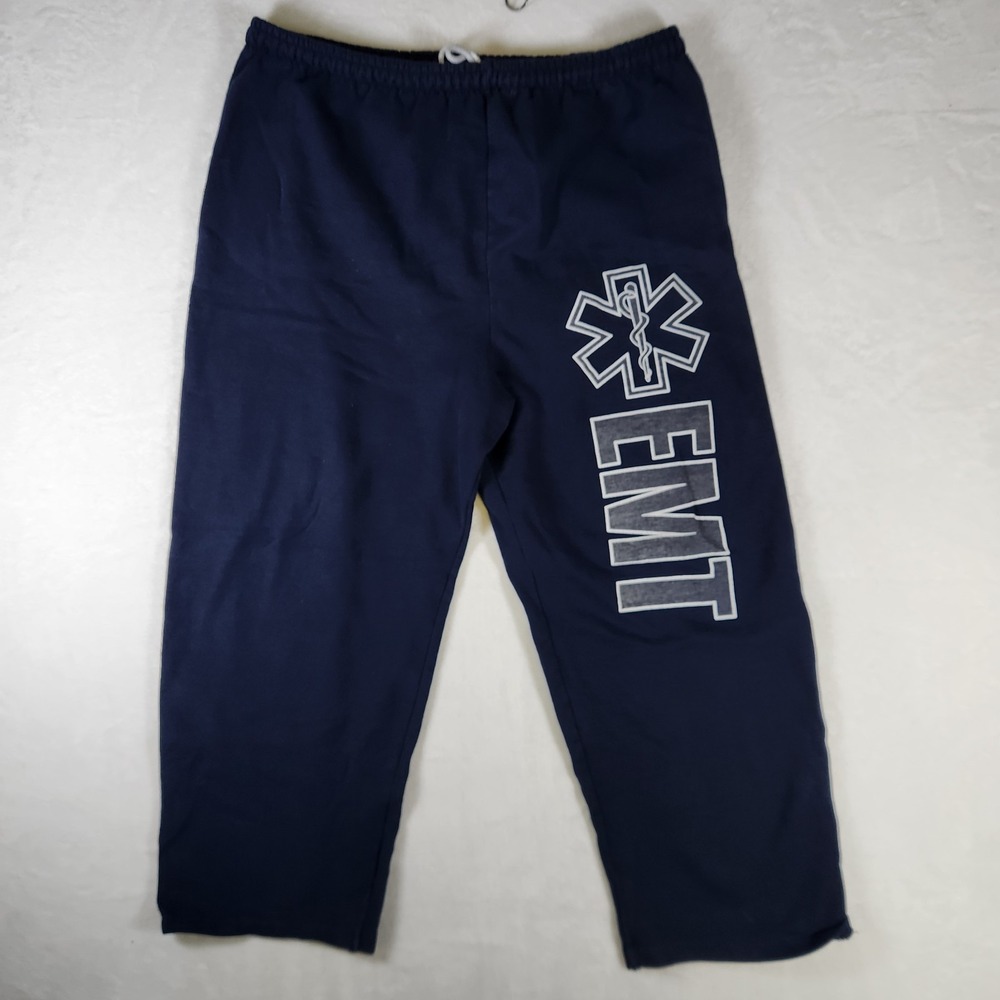 Gildan Heavy Blend EMT‎ Sweatpants Navy Blue XL Emergency Medical Paramedic
